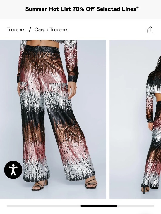 Nasty Gal Pants - Nasty Gal Sequin Ombre Cargo Trousers - Black Pink Silver